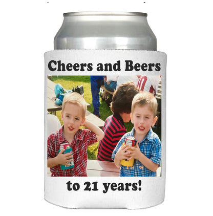 Koozie with picture of two boys