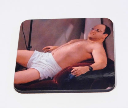 Set of 4 George Costanza Seinfeld Coasters best Seinfeld gift wood coasters funny birthday or white elephant gift