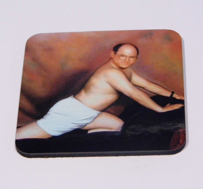 Set of 4 George Costanza Seinfeld Coasters best Seinfeld gift wood coasters funny birthday or white elephant gift